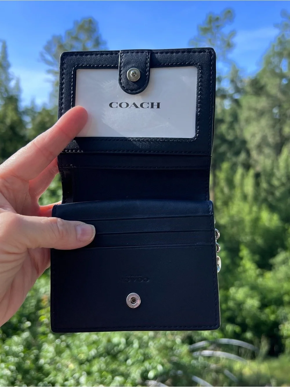 COACH Women's Snap Wallet Purple Pebble Leather with Silver Hardware AUTHENTIC